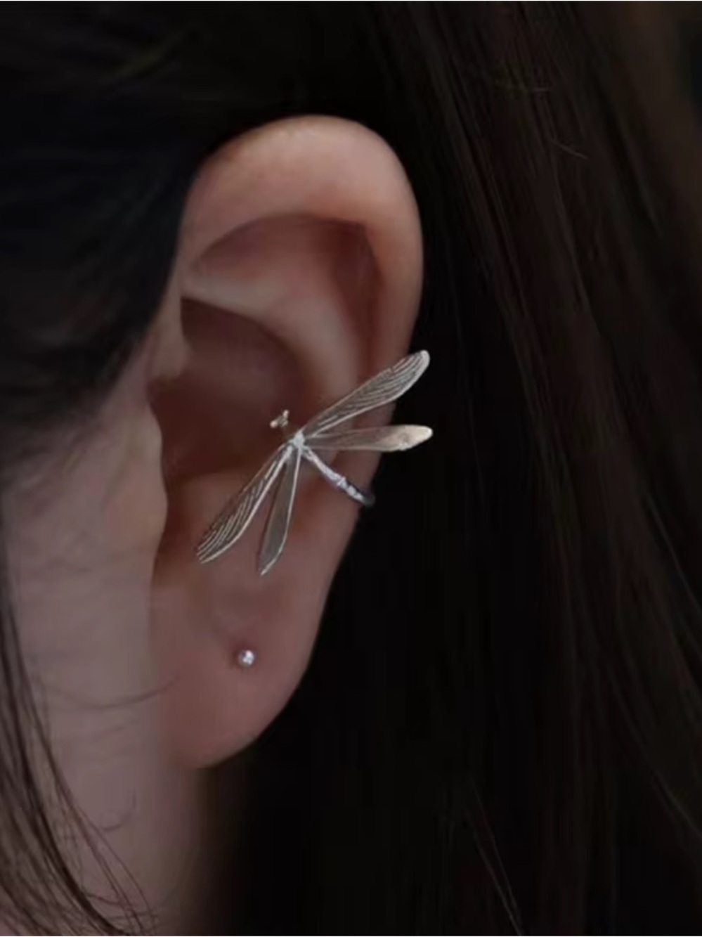 New Sterling Silver 925 dragonfly cuff earring